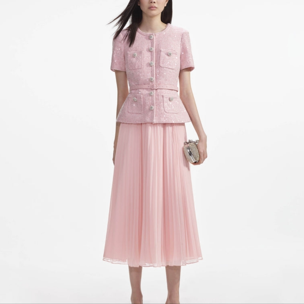 Self-Portrait Blush Pink Midi Dress